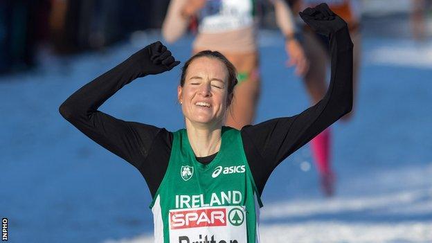 Fionnuala Britton crosses the line in Hungary