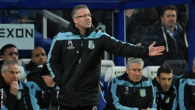 Aston Villa manager Paul Lambert