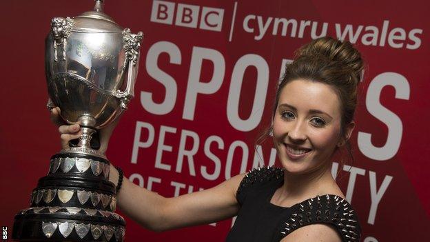 Jade Jones celebrates winning BBC Cymru Wales Sports Personality of the Year 2012