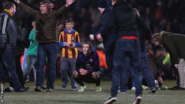 Jack Wilshere amongst celebrating Bradford fans