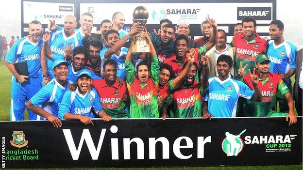 Bangladesh with the one-day series trophy