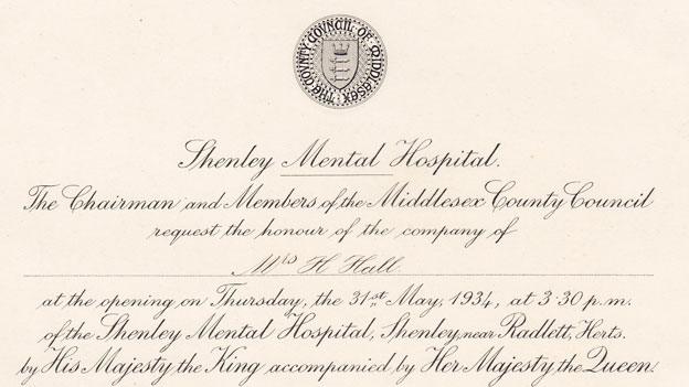 Invitation to the opening of the hospital in 1934. Pic: Mind in Harrow