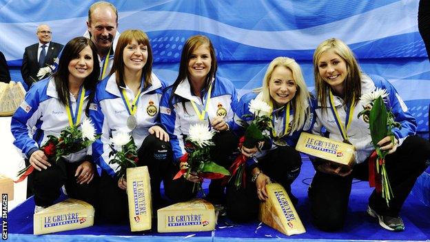 The Scottish rink show off their silver medals