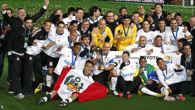 Corinthians celebrate winning the FIFA Club World Cup