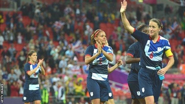 Captain Casey Stoney leads the celebrations after Team GB's 1-0 win over Brazil