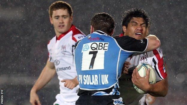 Ulster's Paddy Jackson and Nick Williams in action against Glasgow in the Pro12 earlier this season