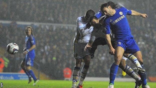 Branislav Ivanovic scores for Chelsea at Leeds