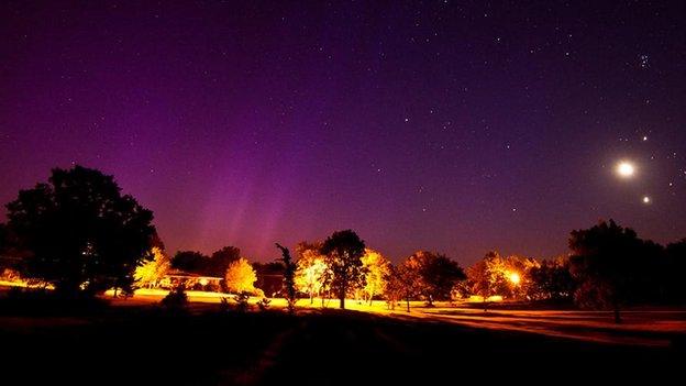 Aurora and Planetary Conjunction (c) NASA