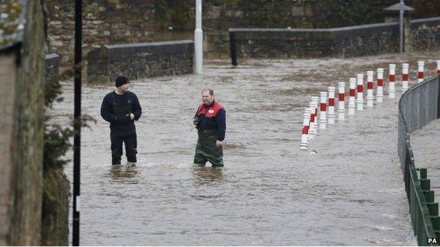 The River Eden at Cupar in Fife burst its banks after continued heavy rain