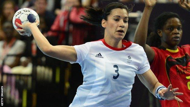 Great Britain handball player Holly Lam-Moores in action at the London 2012 Olympics