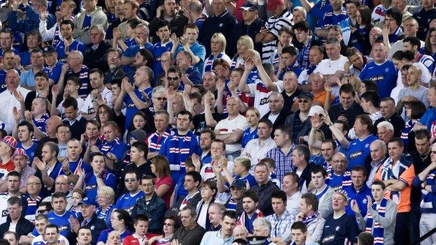 Rangers fans at Tannadice