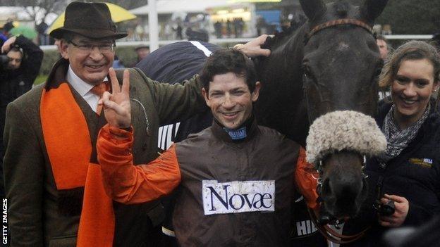 Sam Waley-Cohen and father Robert celebrate Long Run's win