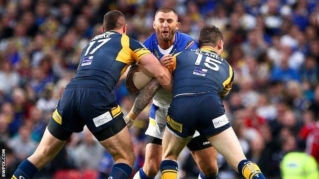 Warrington's Paul Wood against Leeds Rhinos in October's Grand Final