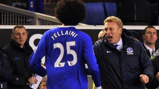 Marouane Fellaini (left) and David Moyes