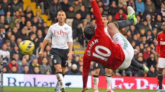 Danny Graham acrobatically volleys Swansea into the lead at Fulham