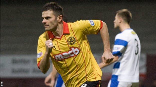 Craig celebrates scoring for Partick Thistle against Morton