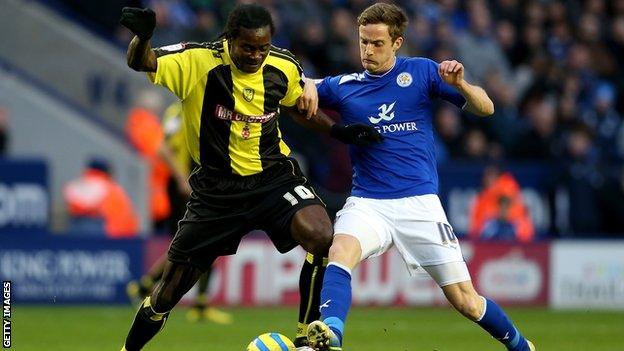 Leicester's Andy King and Burton's Calvin Zola