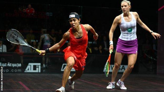 Nicol David and Laura Massaro