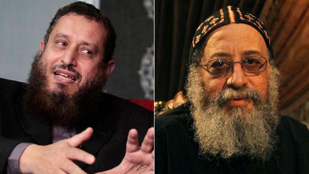 Emad Abdel-Ghafour (L) and Coptic Pope Tawadros ll (Reuters and AFP)