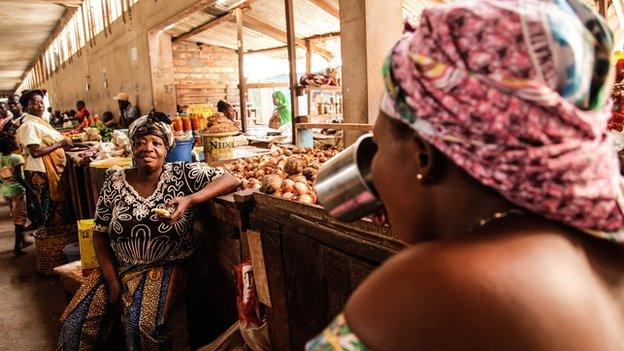 Traders at Bangui central market