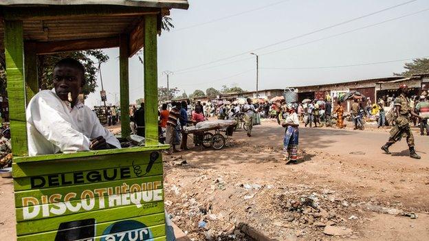 People pictured in the neighbourhood of Combattants in Bangui