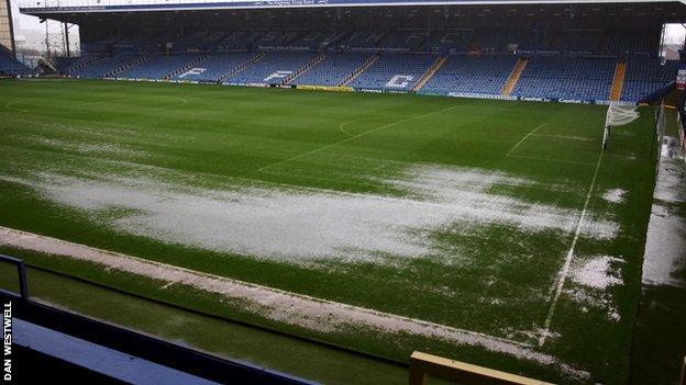 A waterlogged Fratton Park