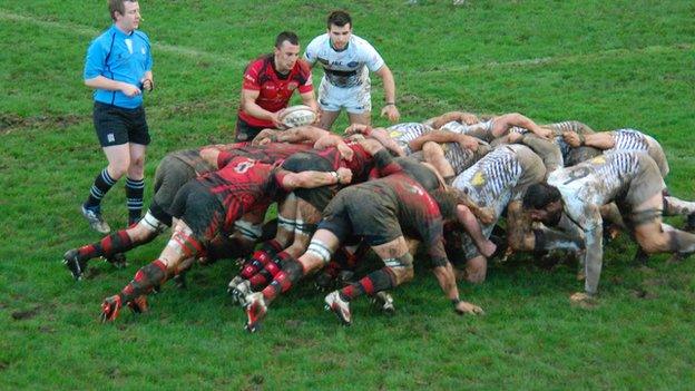 Scrum between Jersey and Leeds