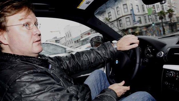 Jorn Madslien drives a Drive-Now car in San Francisco