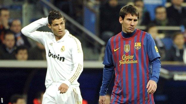 Cristiano Ronaldo (left) and Lionel Messi form a dream frontline in the Uefa Team of the Year vote