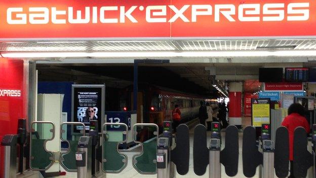 Gatwick Express train at Victoria station on Thursday