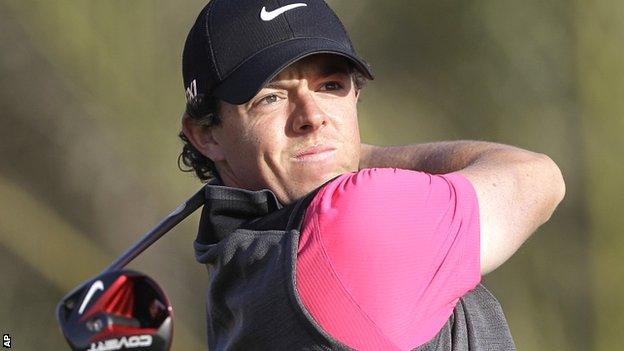 Rory McIlroy in first round action in Abu Dhabi