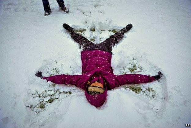 Woman in the snow in Bristol