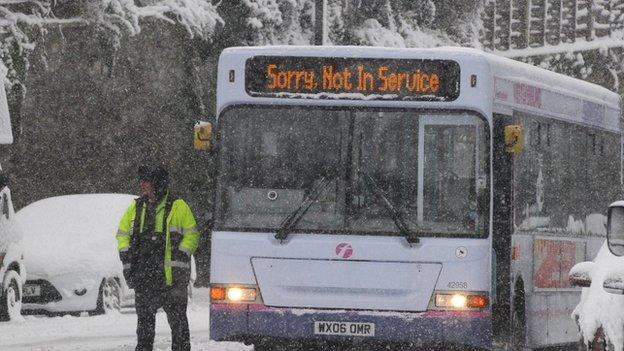 Stuck bus and its driver