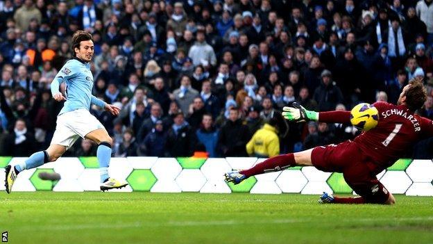 David Silva scores for Man City