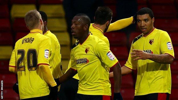 Watford celebrate the opening goal