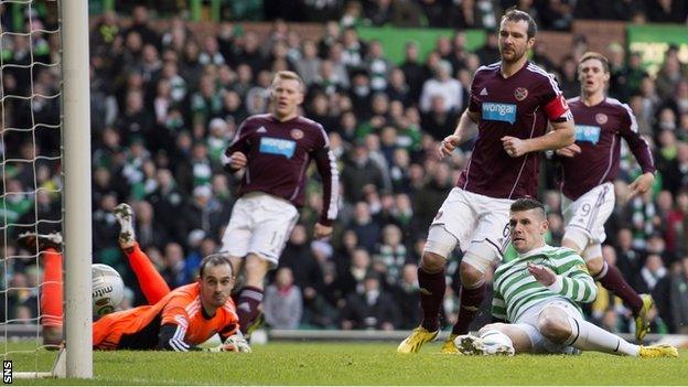 Gary Hooper opens the scoring at Celtic Park