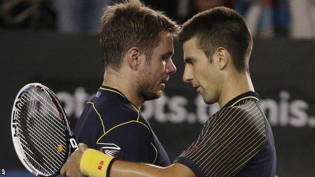 Stanislas Wawrinka and Novak Djokovic