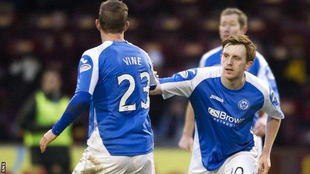 Liam Craig celebrates scoring St Johnstone's second goal