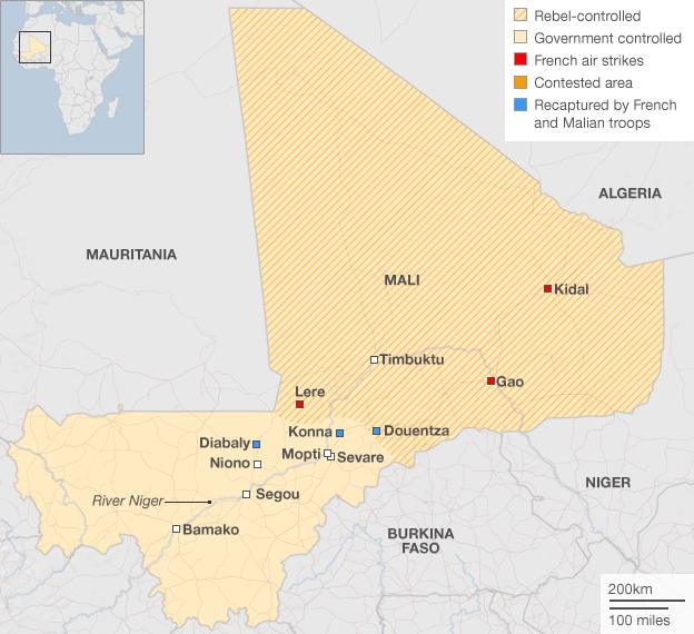 Fighting in Mali map