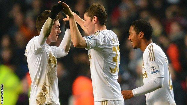 Swansea celebrate at full-time