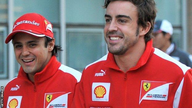 Ferrari F1 drivers Felipe Massa and Fernando Alonso