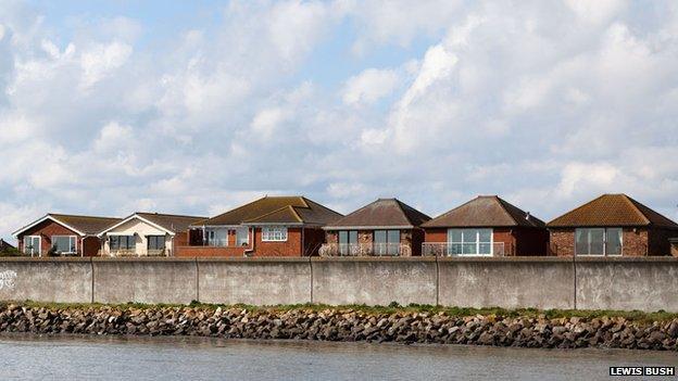 Houses behind the sea wall