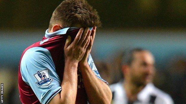 Aston Villa's Andreas Weimann during the game with Newcastle