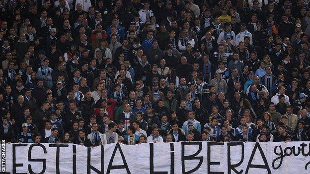 Lazio fans during the game against Spurs