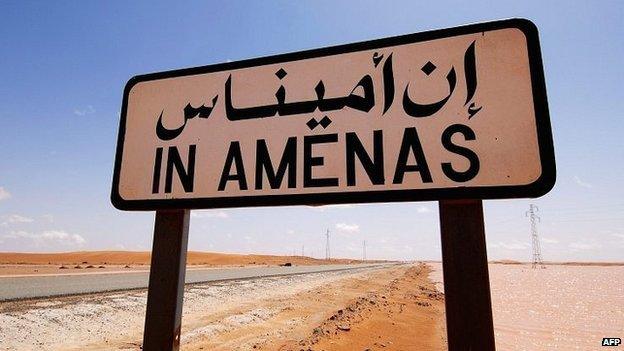 A desert road sign near In Amenas, eastern Algeria (undated image)