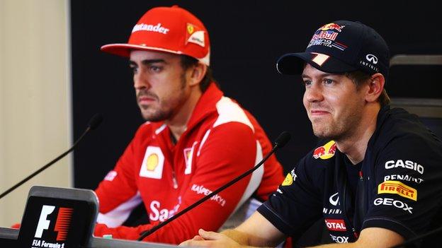 Fernando Alonso (left) and Sebastian Vettel