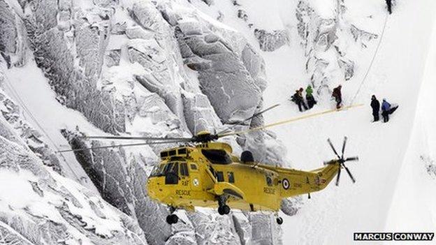 RAF rescue helicopter during operation