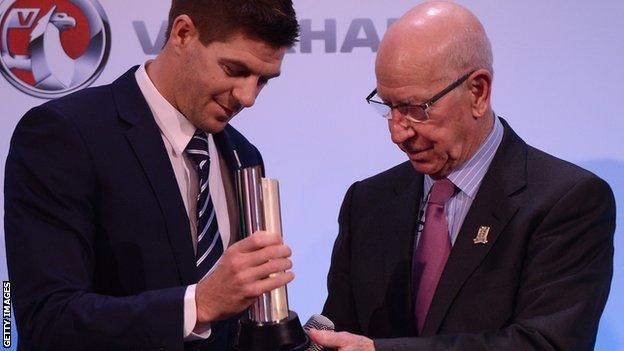 Steven Gerrard and Bobby Charlton