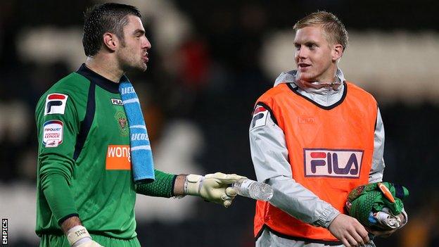 Blackpool goalkeepers Matt Gilks and Mark Halstead