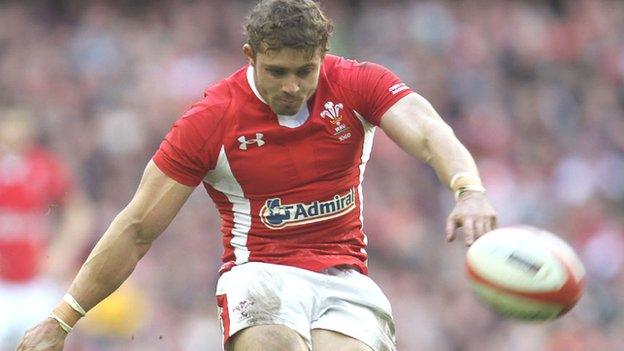 Leigh Halfpenny kicks against Ireland